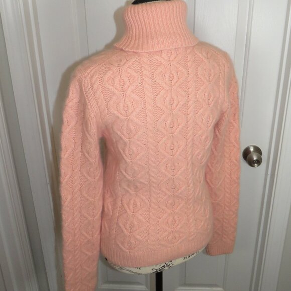The Limited Turtleneck Cable Knit Wool & Angora Blend Sweater Pink Size Medium - Picture 4 of 9